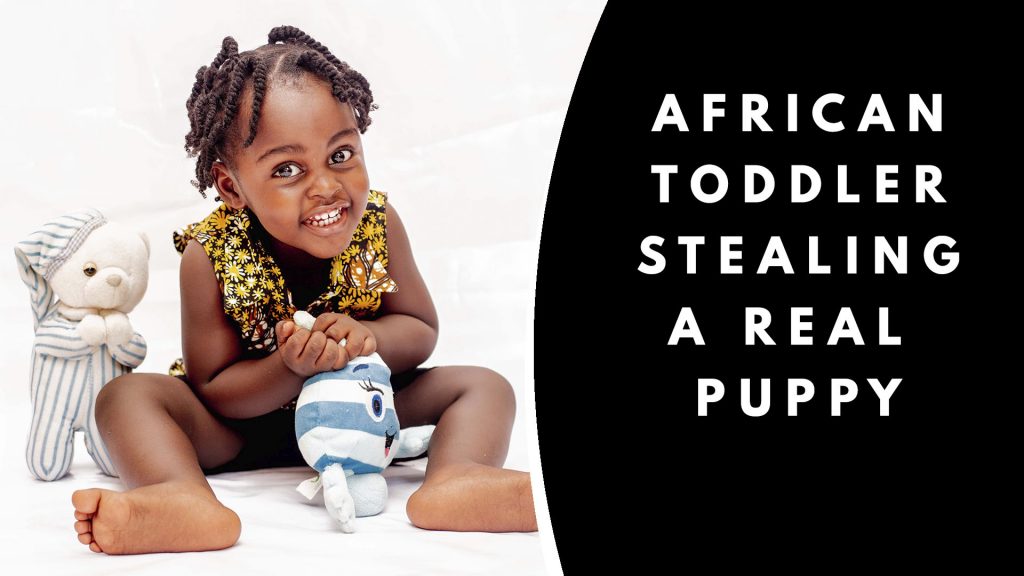 African Toddler Trying to Steal a Puppy